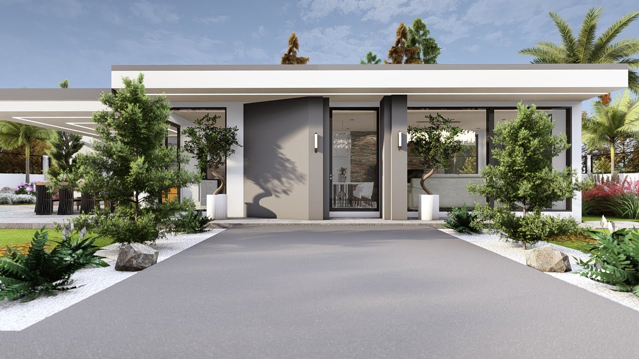 3 bedrooms house design[18mx9m]model0209