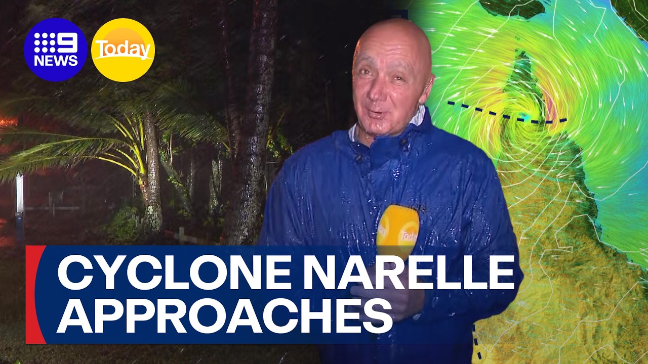 Tropical Cyclone Narelle approaches Queensland at Category five | 9 News Australia