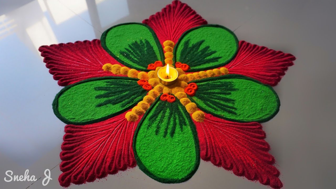 Beautiful and unique rangoli design | Innovative rangoli designs