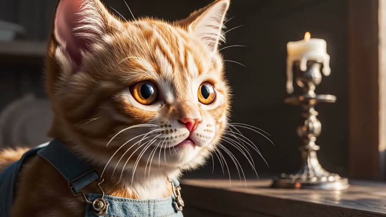 Mama Cat Made Candles So Her Kittens Wouldn’t Be Afraid 