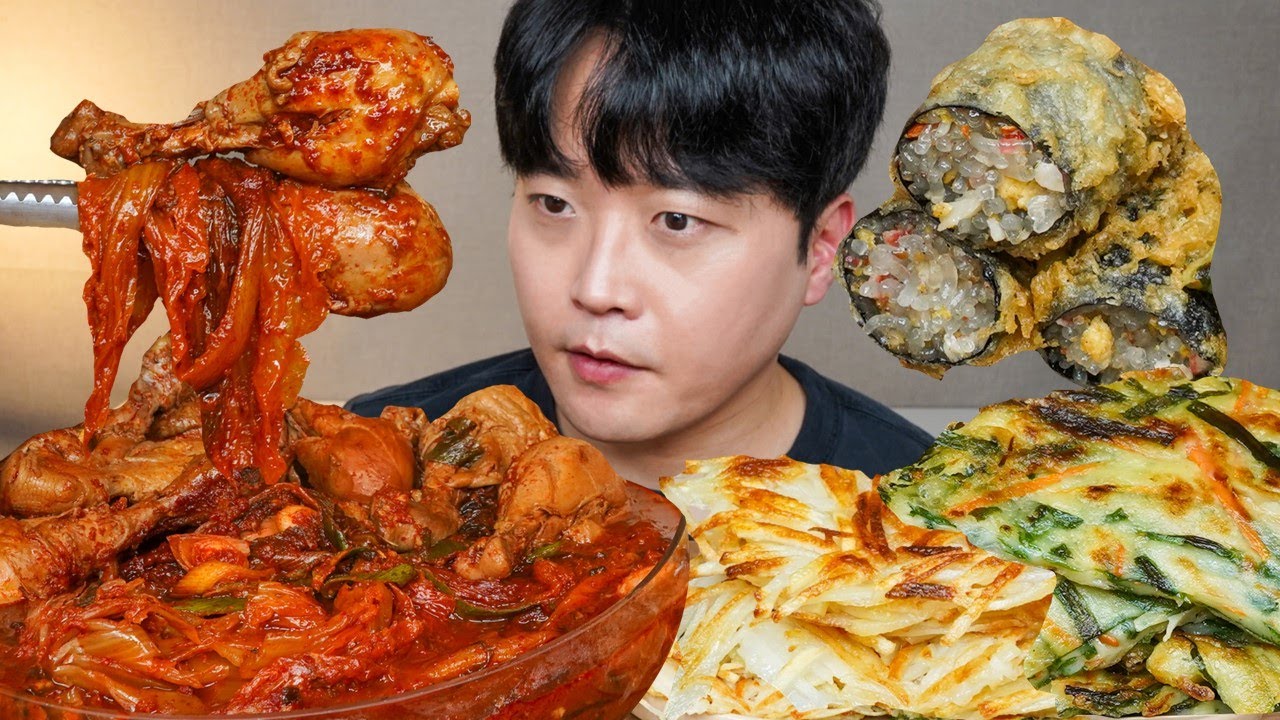 [와차밥] 묵은지닭볶음탕 감자전 부추전 김말이튀김 요리 먹방 Chicken Soup ASMR MUKBANG REAL SOUND EATING SHOW