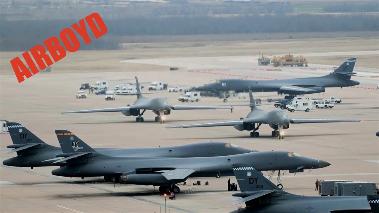 B-1B Bomber Afterburner Takeoff From Dyess AFB