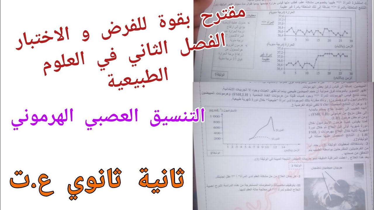 مقترح بقوة للفرض و الاختبار الفصل الثاني في العلوم الطبيعية (التنسيق العصبي الهرموني) 2 ثانوي ع.ت
