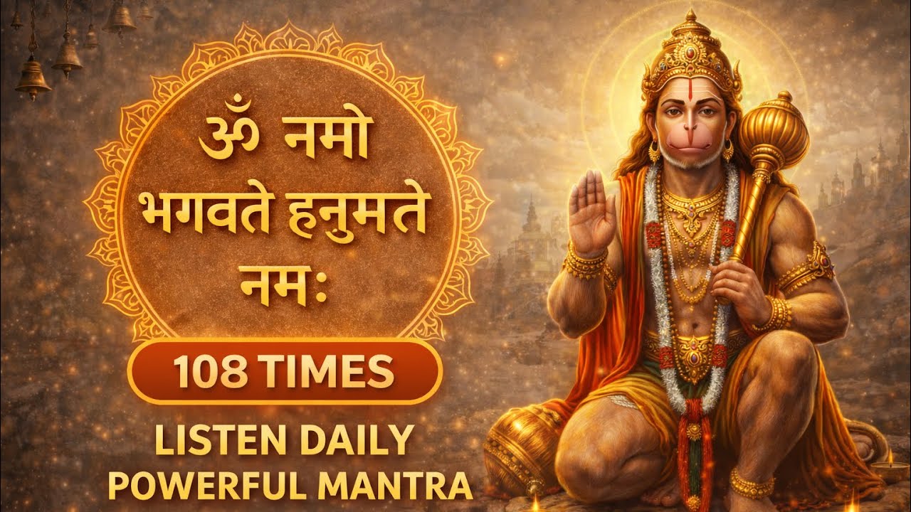 ॐ नमो भगवते हनुमते नमः 🙏 | Powerful Hanuman Mantra Jaap 108 Times | Courage & Protection