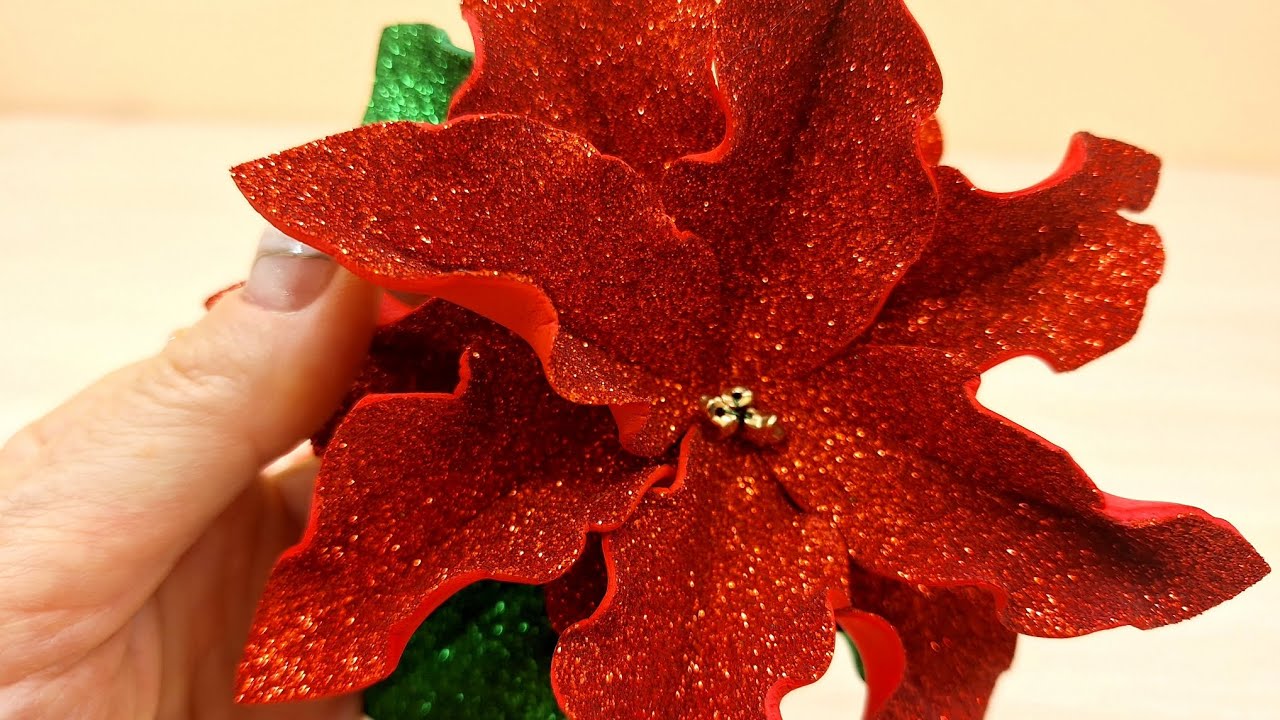 DIY wonderful flower  in 10 minutes made from foamiran.  Poinsettia. Beautiful and simple!