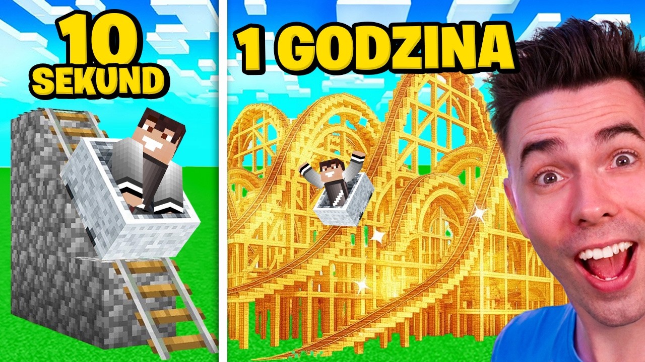 10 SEKUND vs 1 GODZINA w ZBUDUJ ROLLERCOASTER w Minecraft!