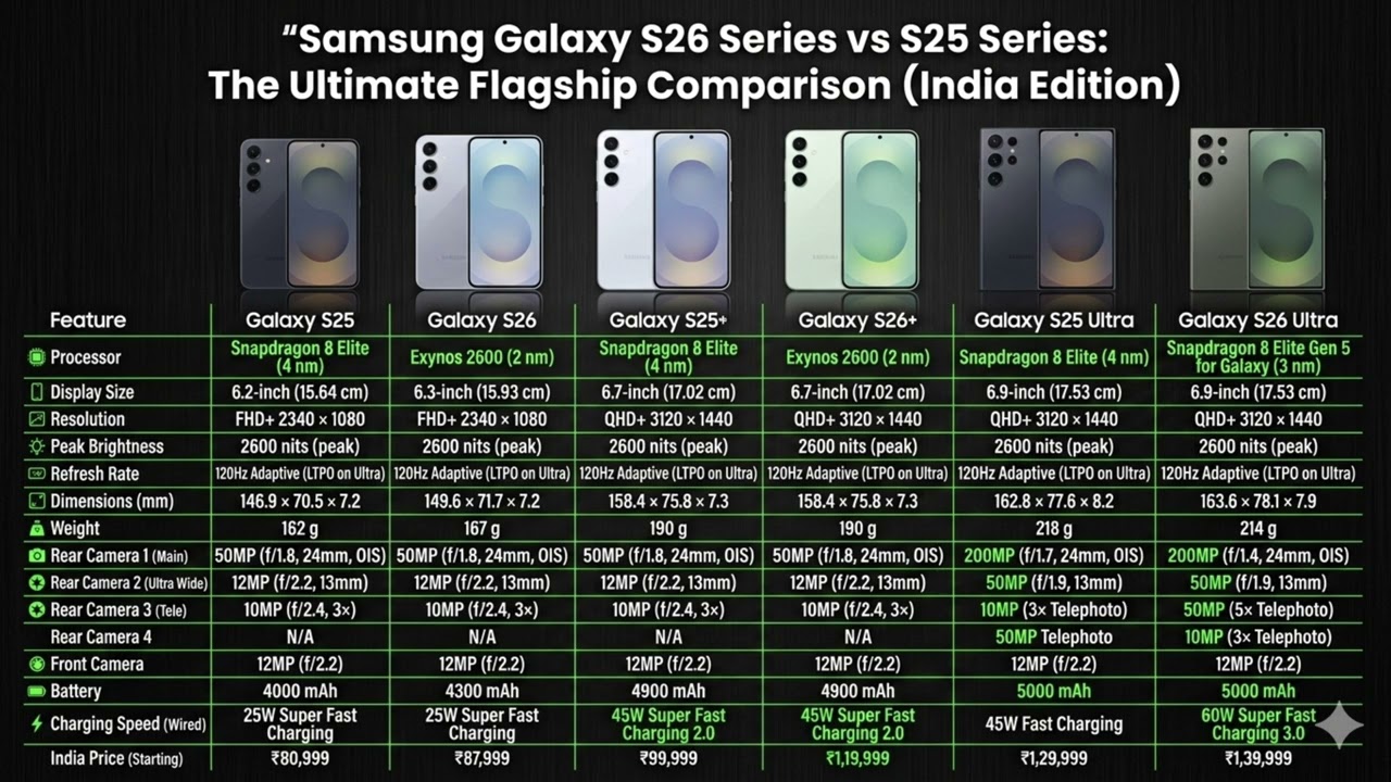 Galaxy S26 Ultra vs S25 Ultra | S26 vs S25 vs S26+ vs S25+ | Full Samsung S26 Series vs S25 Series
