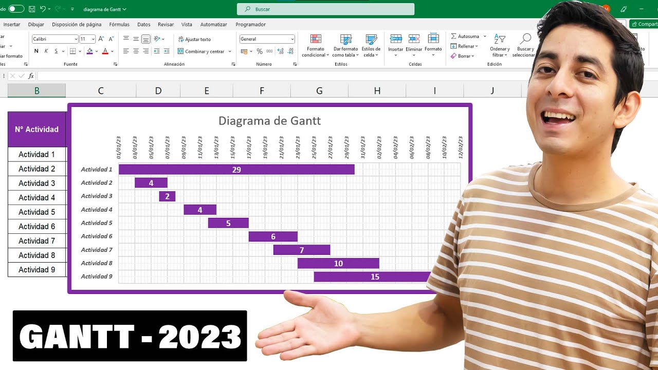 📊 Como hacer un DIAGRAMA de GANTT en Excel (Super F&aacute;cil 2023)