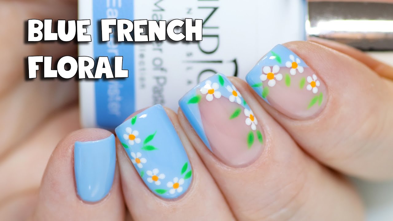 Blue French & Floral Nail Art for Spring | Indigo Nails