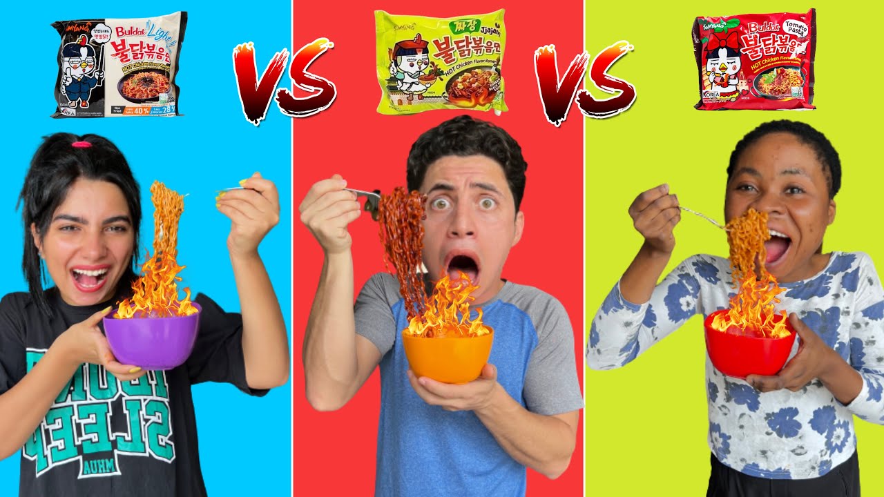 تحدي النودلز الكوري🍜حليم وامل ضد الناني🤝(قلب بمقلب في الاخر)🤔