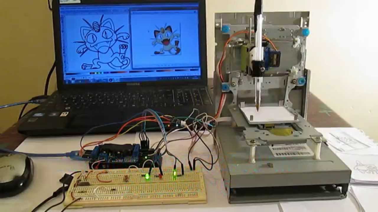 Mini CNC machine Arduino Based & Adafruit  Driver Motor L293D v1 & 2*Mini Stepper CD/DVD player #1