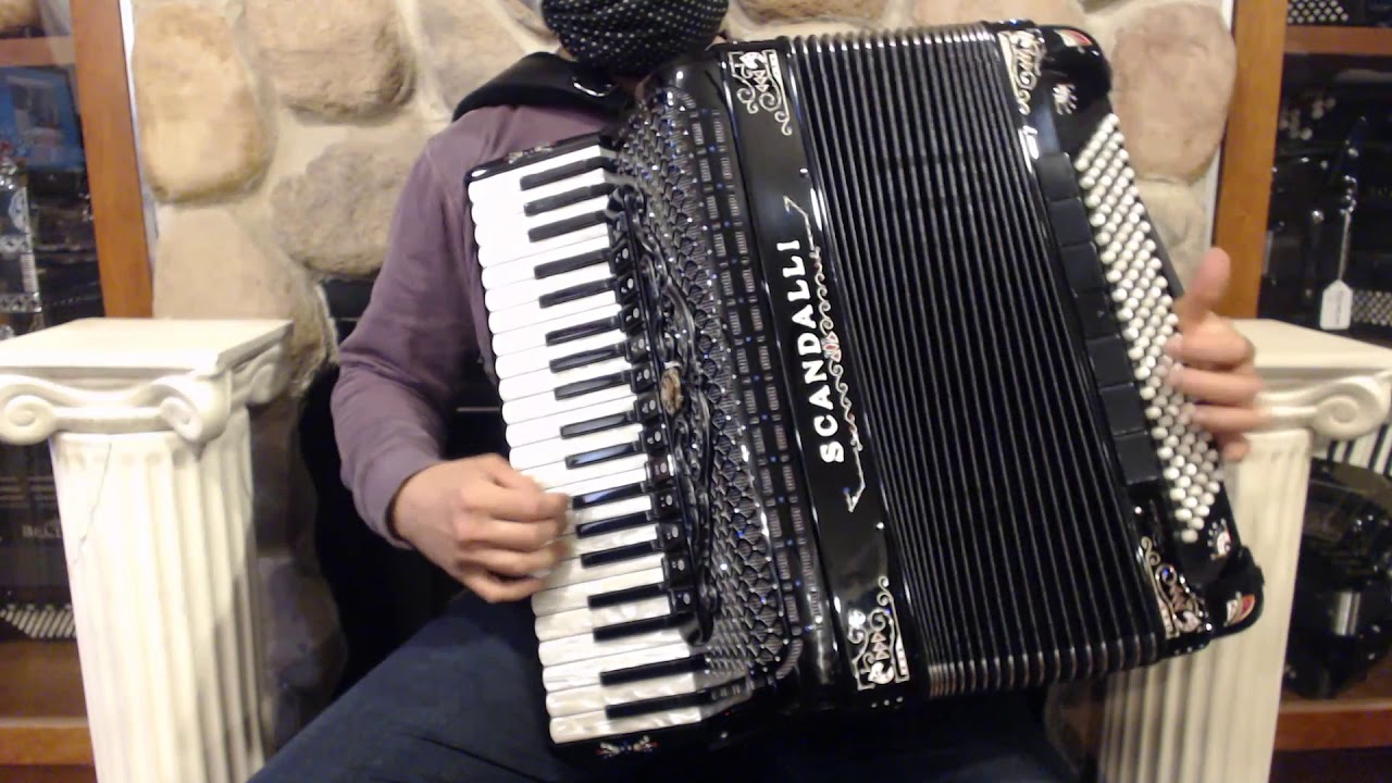 SCANPOLXIIMBD - Black Decorated Scandalli Polifonico XII Piano Accordion LMMM 41 120 $6499