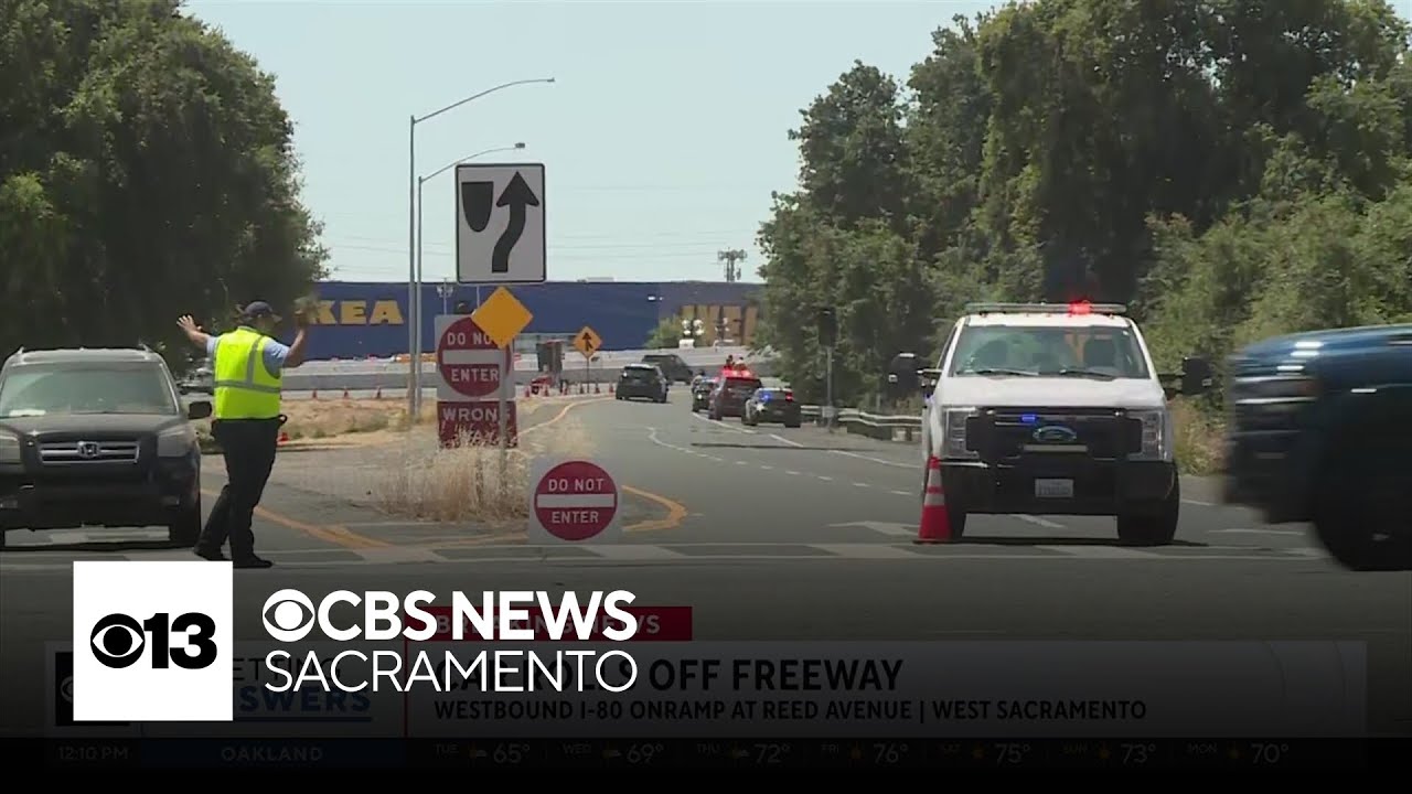 Car rolls off I-80 onramp in West Sacramento
