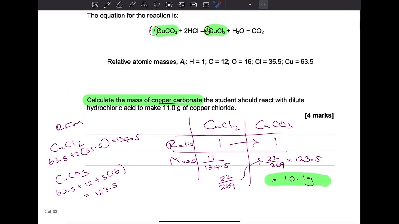 Chemistry Mass Calculations 