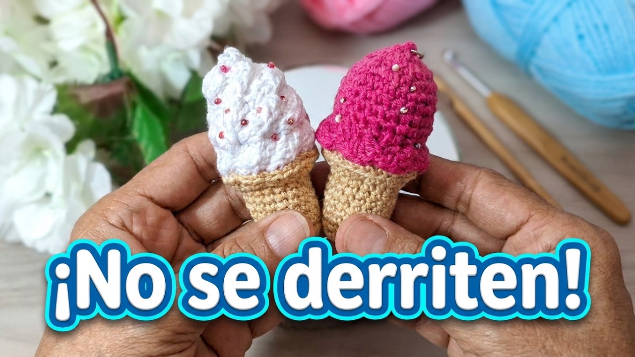 HELADOS DE CONOS a CROCHET/ rápidos y fáciles de tejer !
