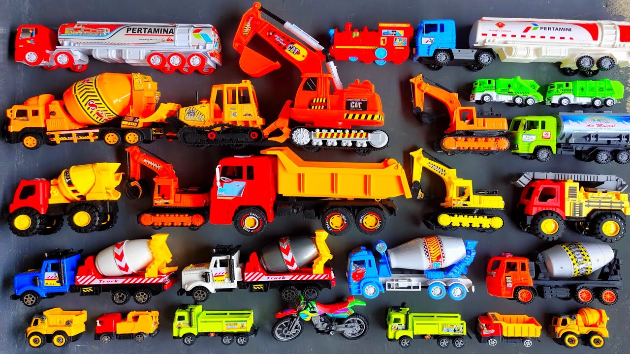 Big Excavator, truk pasir, truk molen, truk tangki, mixer truck, ambulance, bus tayo, school bus,