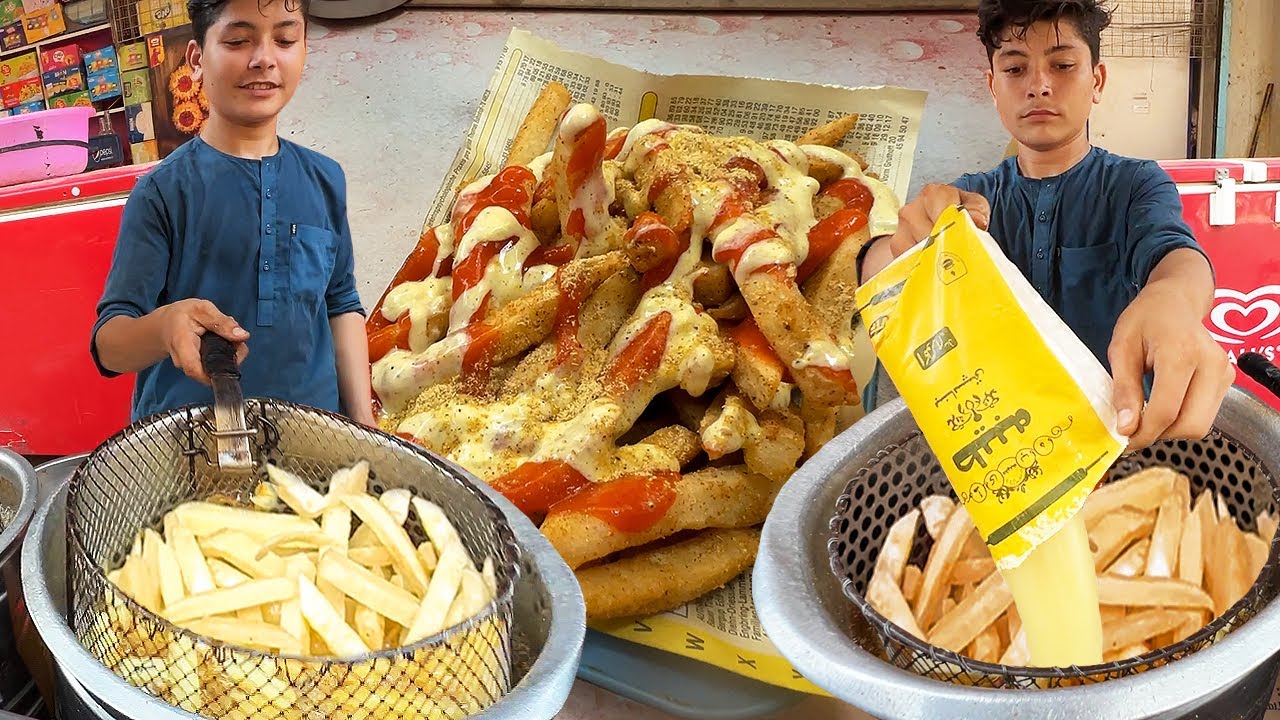 16 Years Old Kid Selling FRENCH FRIES 🍟 Afghani Hardworking Boy Making McDonald's Style Fries