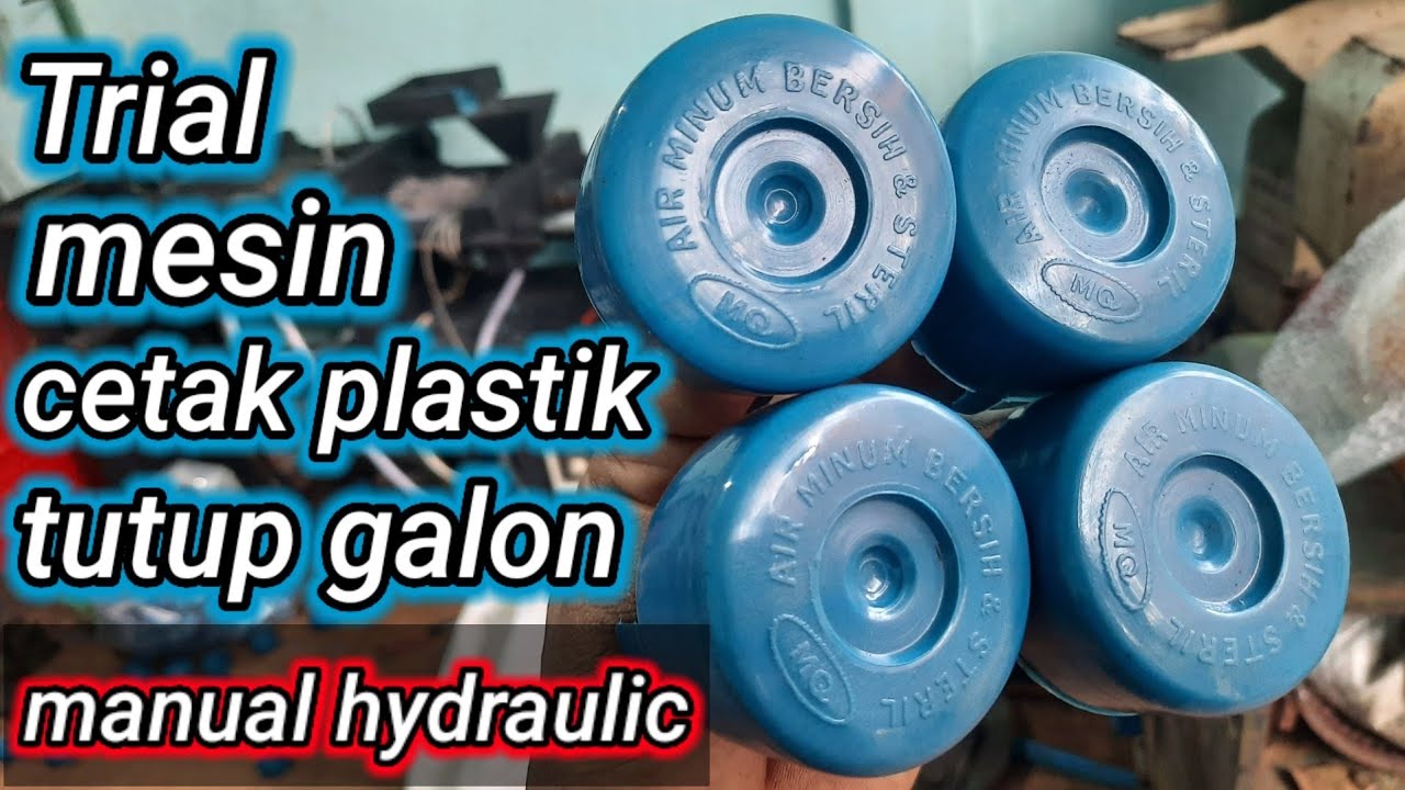 Trial mesin cetak tutup galon manual hydraulic keluar empat