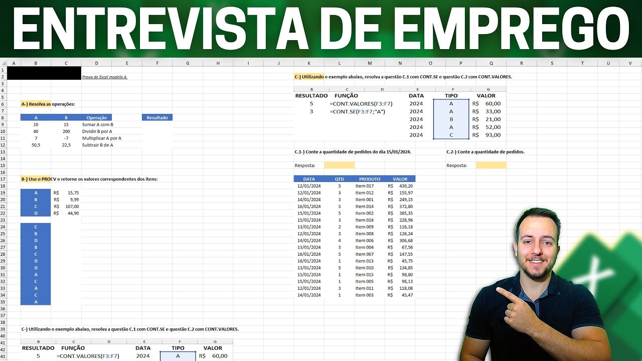 Resolvendo uma Prova de Excel p/ Entrevista de Emprego | Planilha Grátis | Consegue Acertar Tudo?