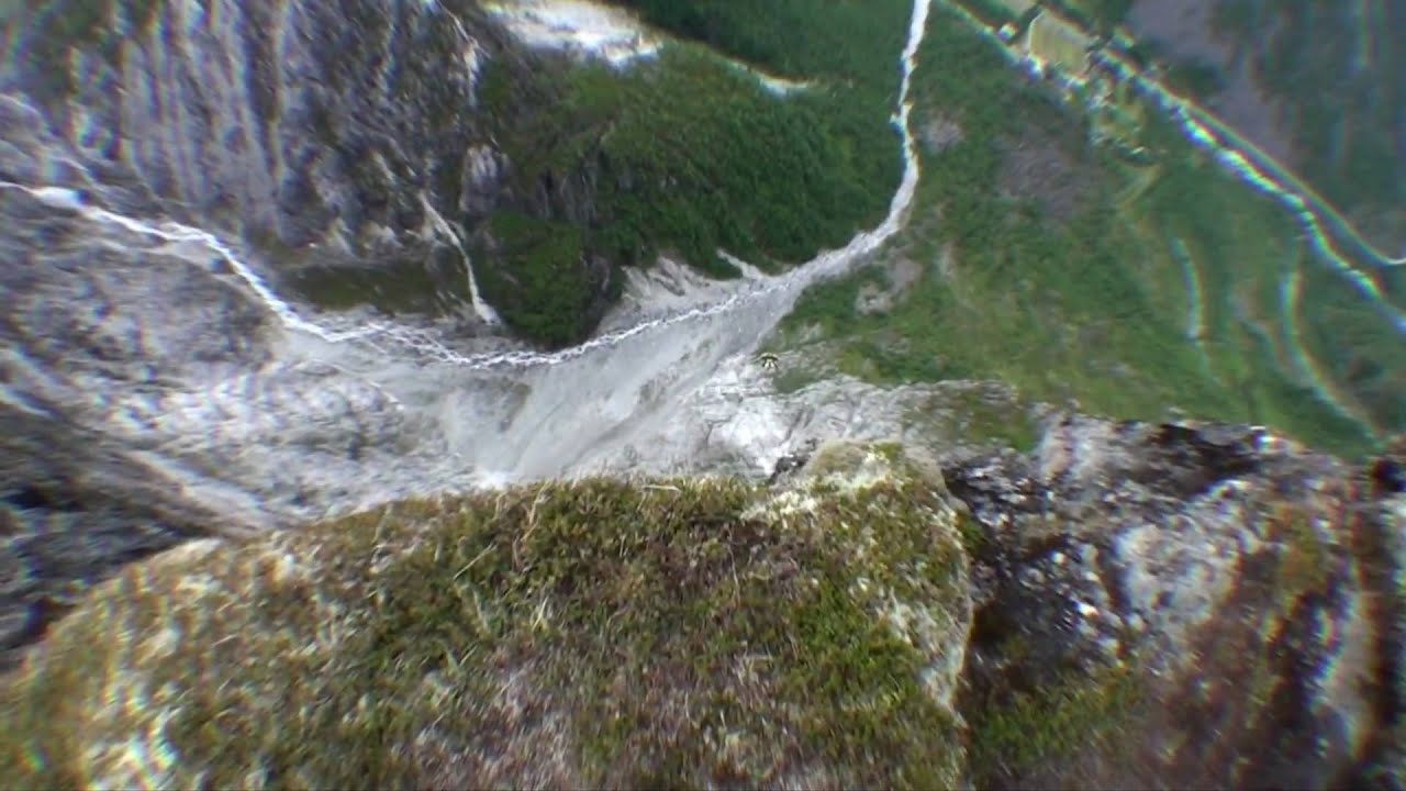 Wingsuit BASE jumping in Gudvangen