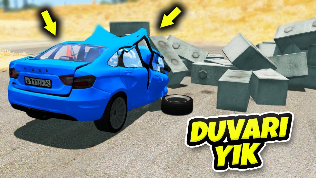 Lada Ailesi Arabalar Duvarı Yık Parkurunda - GTA 5 gibi BeamNG Drive