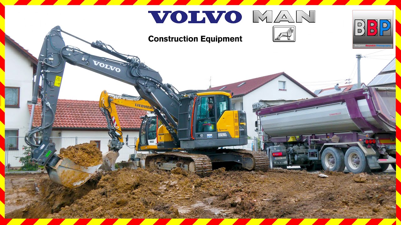 VOLVO ECR235EL & MAN Sattelkipper, Baugrube, Burgstetten, 2024. #compactexcavator #volvoexcavator