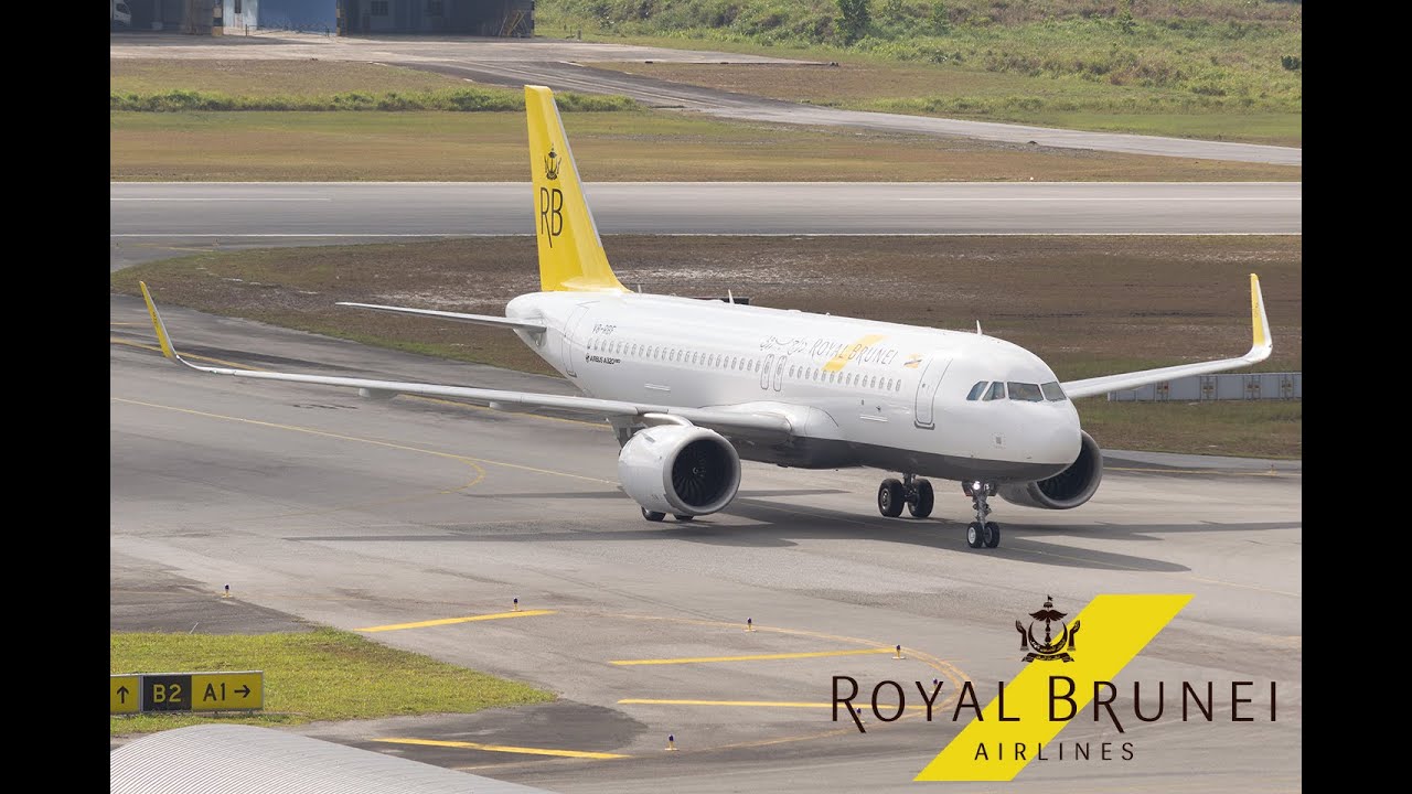 Royal Brunei Airlines A320neo departure from Miri Airport (tower view + ATC audio)