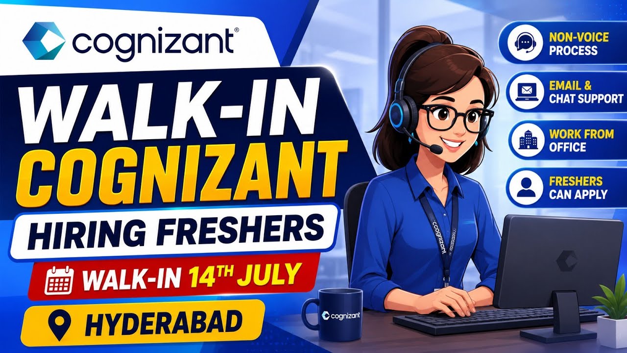 Cognizant Walk-in Drive 2026 | Freshers Hiring in Hyderabad | Non Voice Process #job 