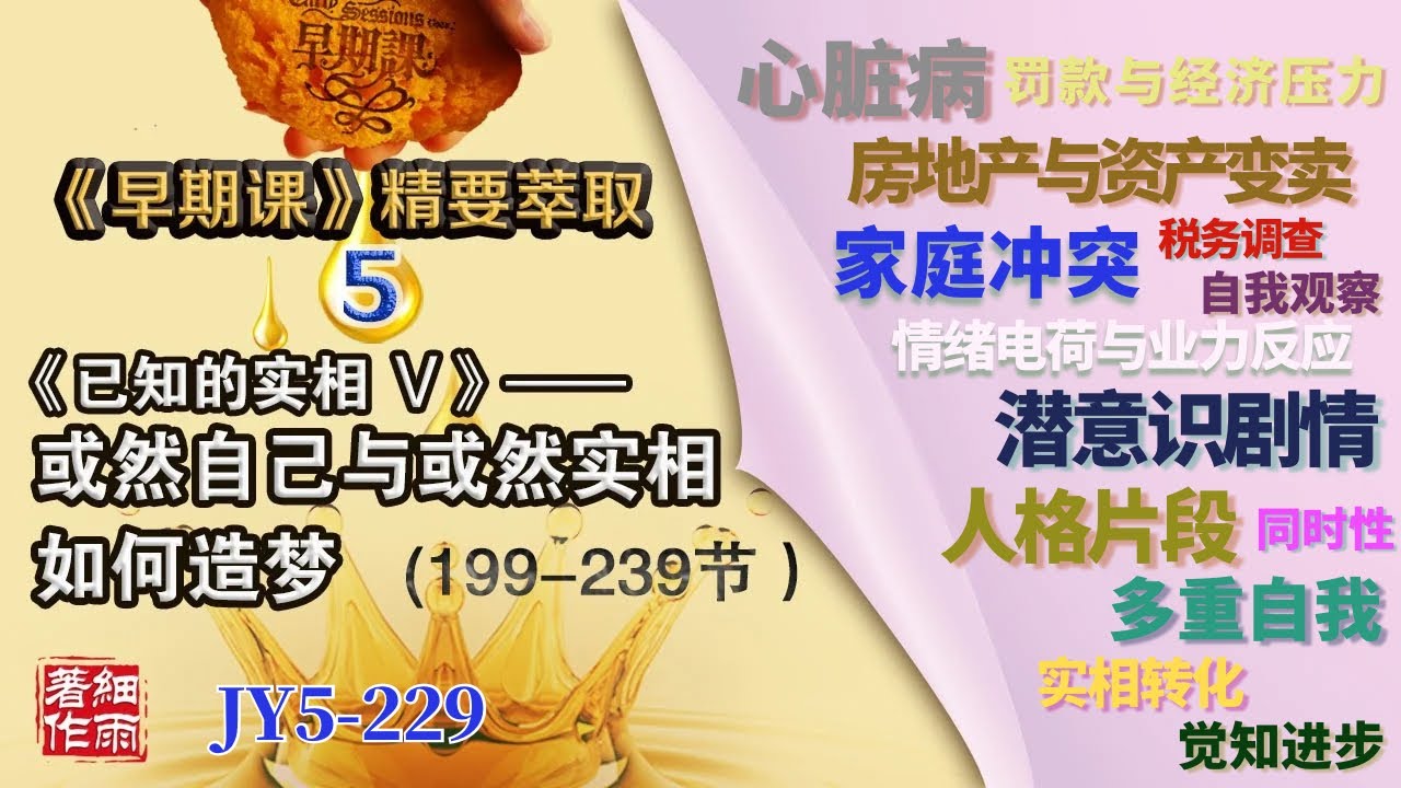 JY5-229《早期课》精要萃取 第五册 Y5-1-230.1《已知的实相V》 或然自己与或然实相如何造梦 #细雨资料 #细雨著作#细雨社#细解读赛斯书#心脏病#家庭冲突#多重自我#人格片段
