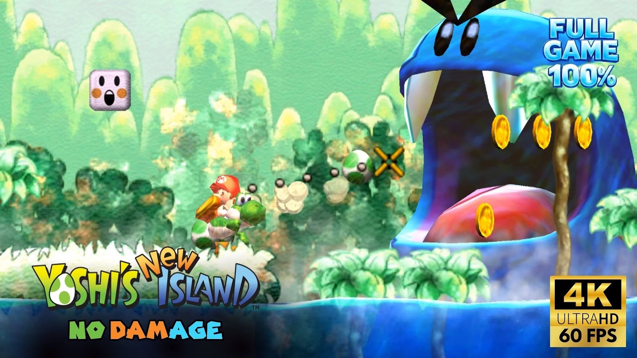 Full 100% Walkthrough - Yoshi's New Island (ALL LEVELS 100 POINTS FULL GAME NO DAMAGE)