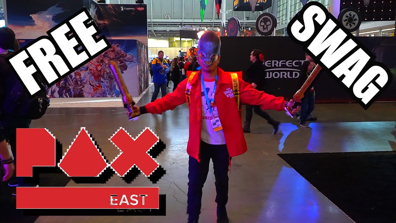 Getting loads of FREE stuff at PAX East with FAMOUS youtuber!!  (ft. Drew Durnil)