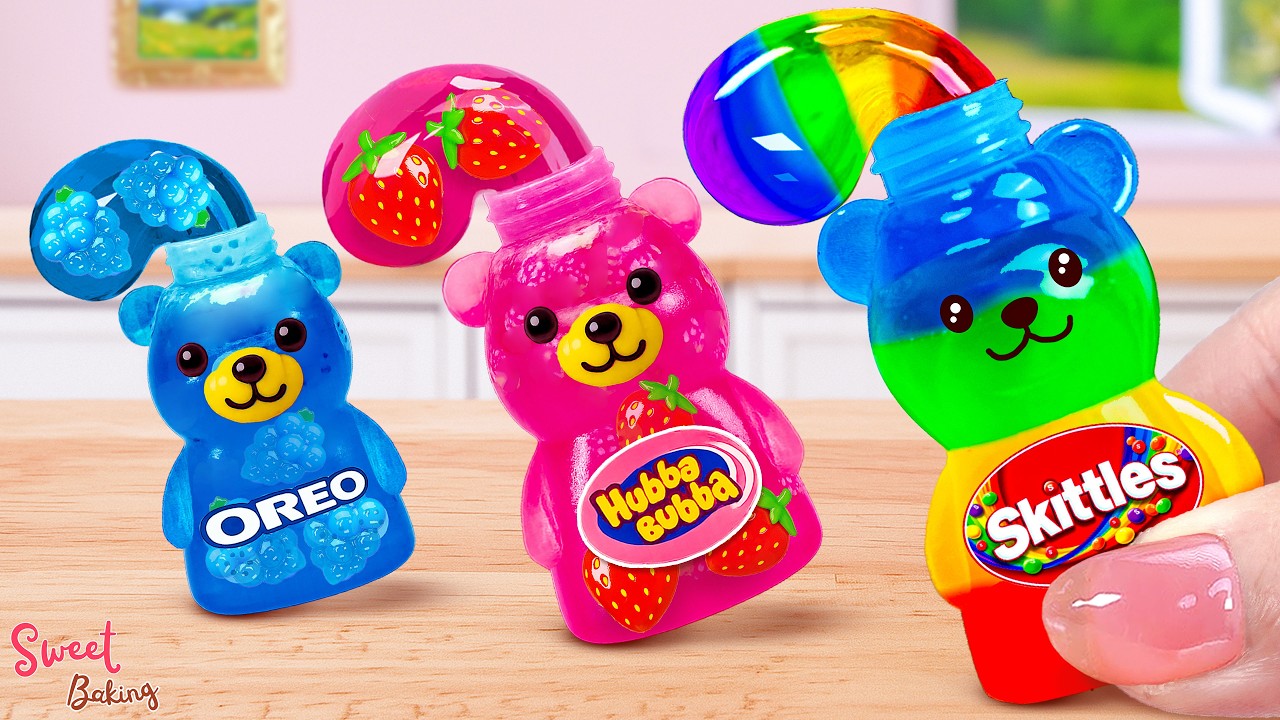 🌈Special Rainbow Fruit Honey Jelly Bottle🍯How To Make Miniature Honey Jelly Bear | Sweet Baking