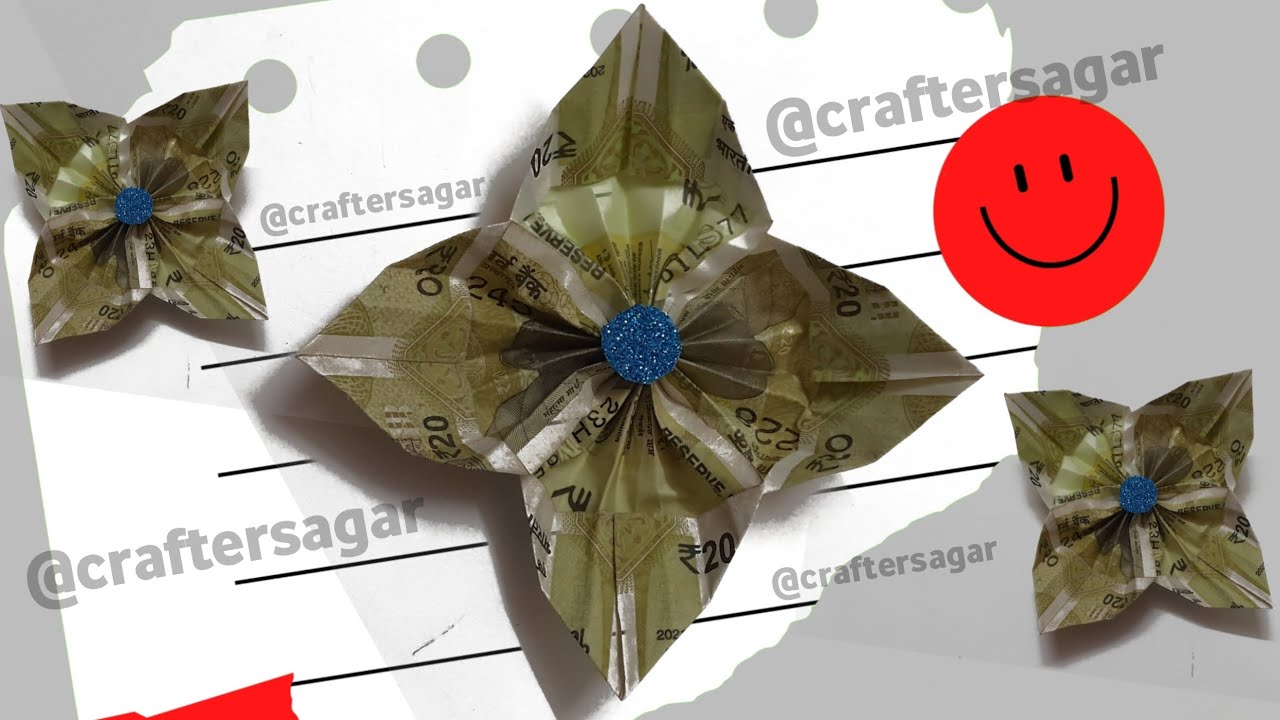 money origami flower 🌸 20 rupees note || tutorial diy by @craftersagar ​
