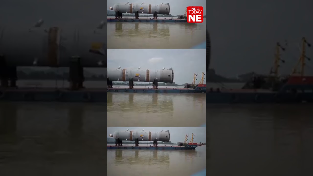 #Assam:  ODC Cargo for the Numaligarh Refinery expansion project arrives at Pandu Port in Guwahati.