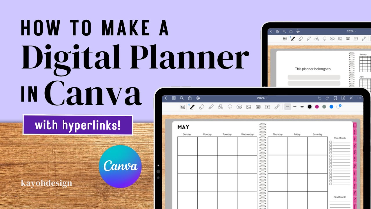 How To Make A Digital Planner with Hyperlinks in Canva (Landscape Orientation) || kayohdesign