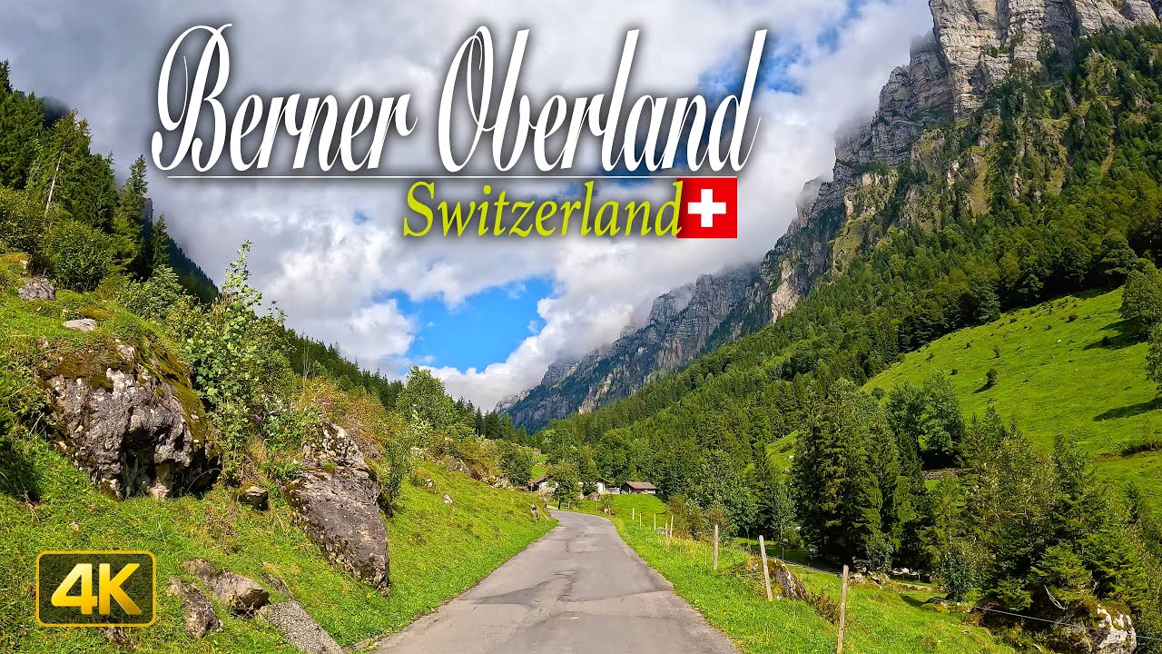 Driving high above Lake Thun from Thun to Interlaken in the Bernese Oberland, Switzerland 🇨🇭