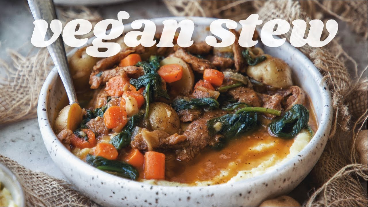COMFORTING VEGAN STEW WITH CREAMY POLENTA [PERFECT FOR FALL] | PLANTIFULLY BASED
