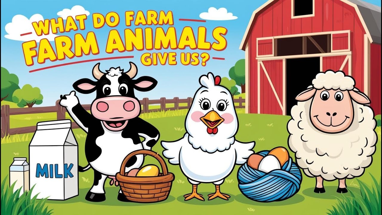 What Do Farm Animals Give Us? 🐄🐔🐑 | Fun Educational Video for Kids to Learn!