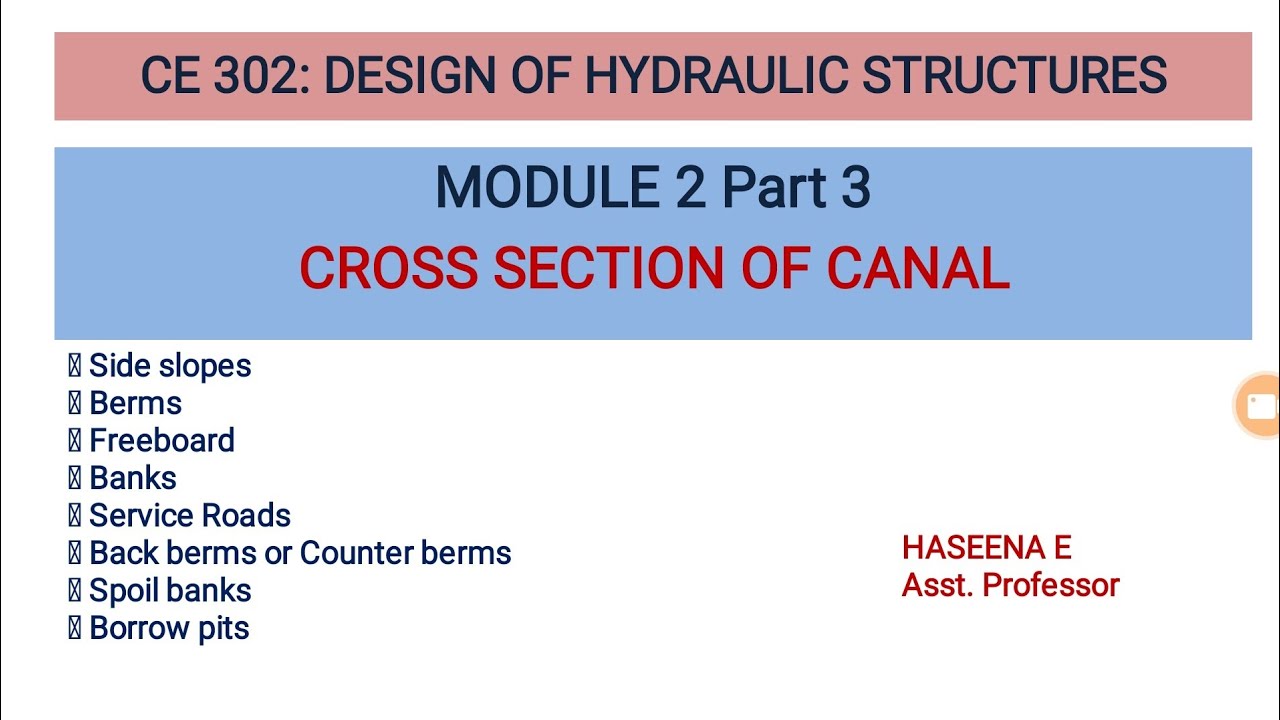 cross section of canal - DHS - Module 2 part 3