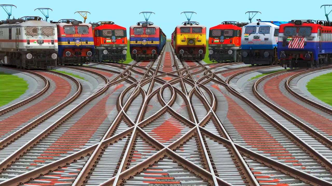 🖼All Electric Trains Run On High Curves Bumpy Railroad Junctions | choo choo train for toddlers 