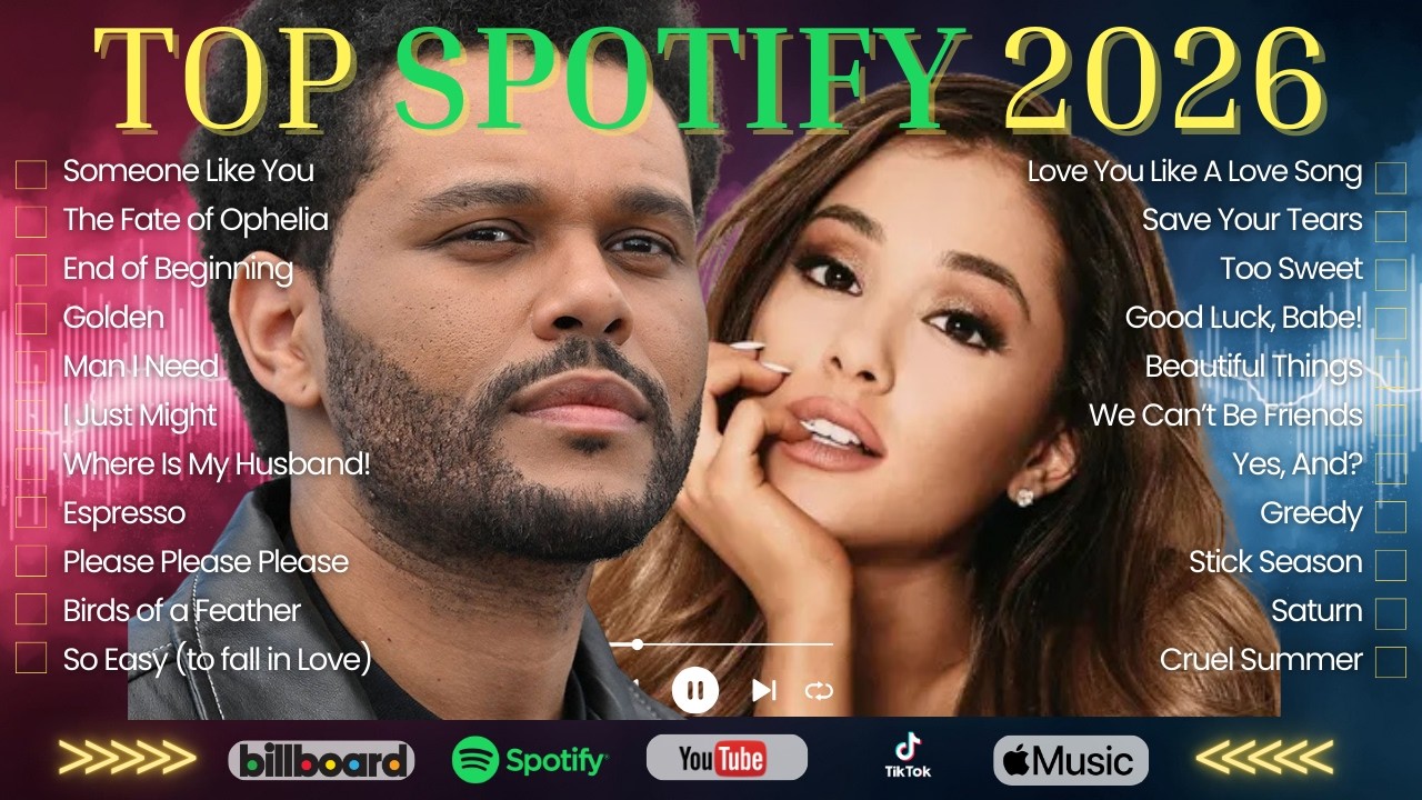 Top Spotify 2026! English Songs 🎵 The Weeknd, Ariana Grande, Bruno Mars, Adele, Taylor Swift