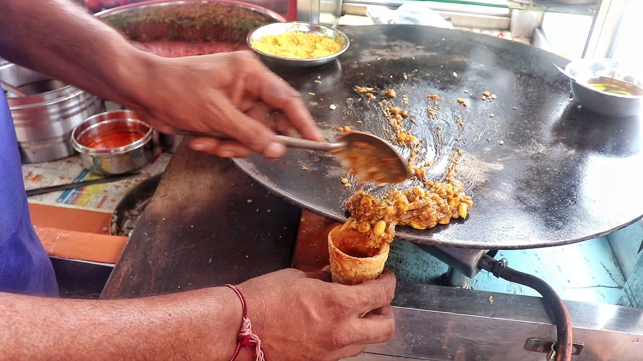 India's Most Chatpata Cone | Unique Bhaji Cone Making | Roadside Best Veg. Meal | Indian Street Food