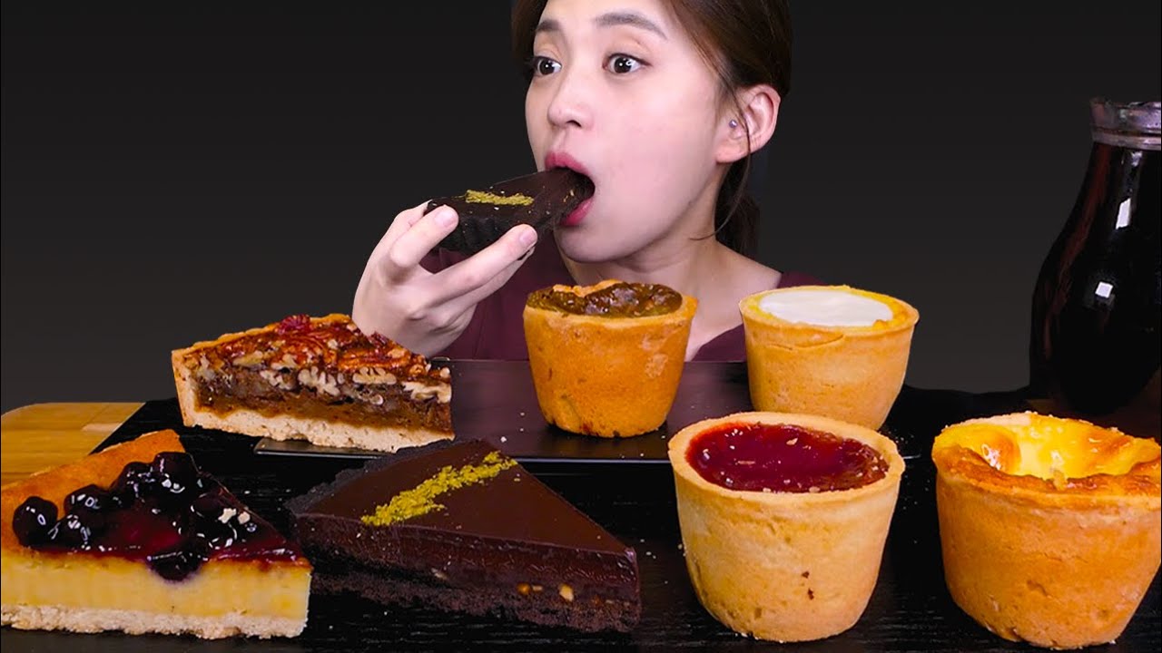 🥧Egg tarte😋완전 존맛탱이자나?!입에서 사르르~😍 [Chocolate, Strawberry, Green tea, Yogurt, Egg tarte] Mukbang