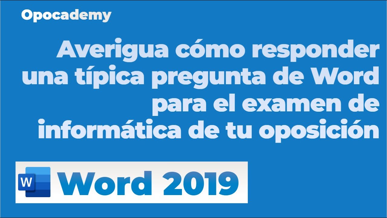 Ejemplo de pregunta test Word para oposiciones. Examen informática PI auxiliar del Estado 2022.