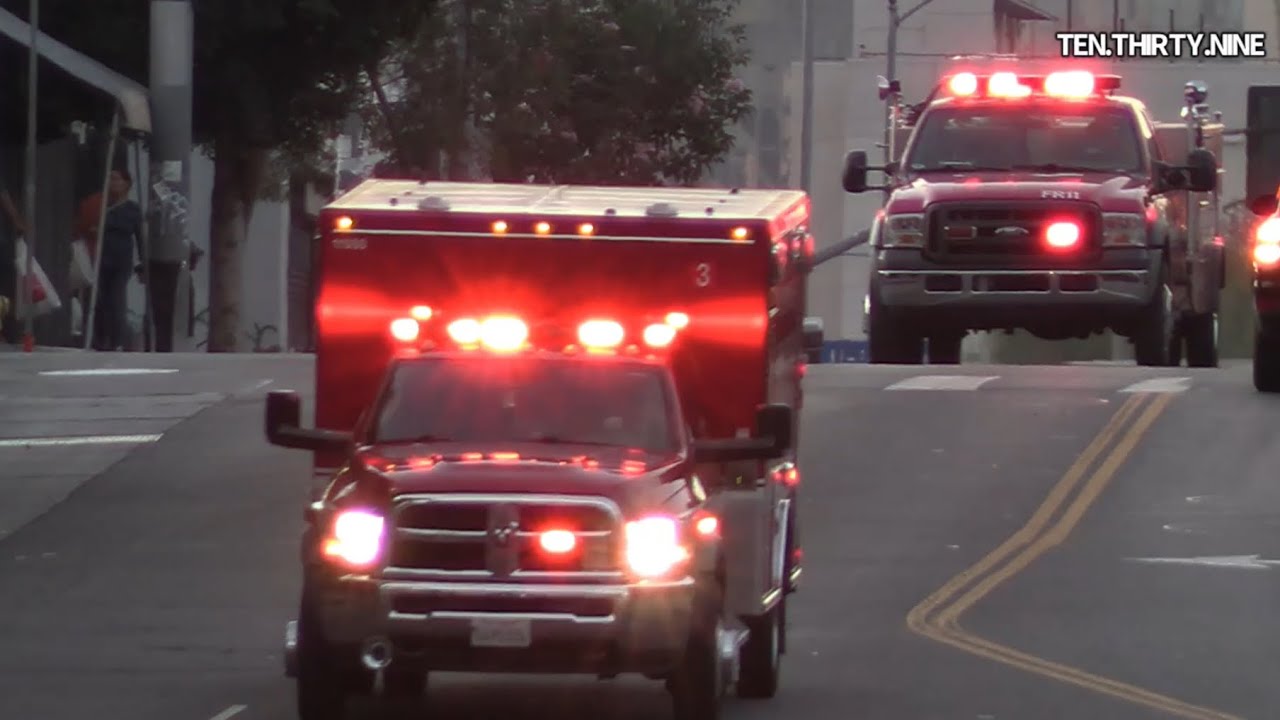 LAFD ALS RESCUE 52, ALS RESCUE 3 & FAST RESPONSE 11, BLS RESCUE 813 , ALS RESCUE 11 RESPONDING - 220