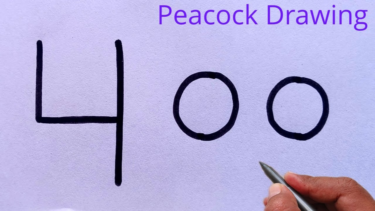 How to draw mor from number 400 | Peacock drawing easy | Number drawing