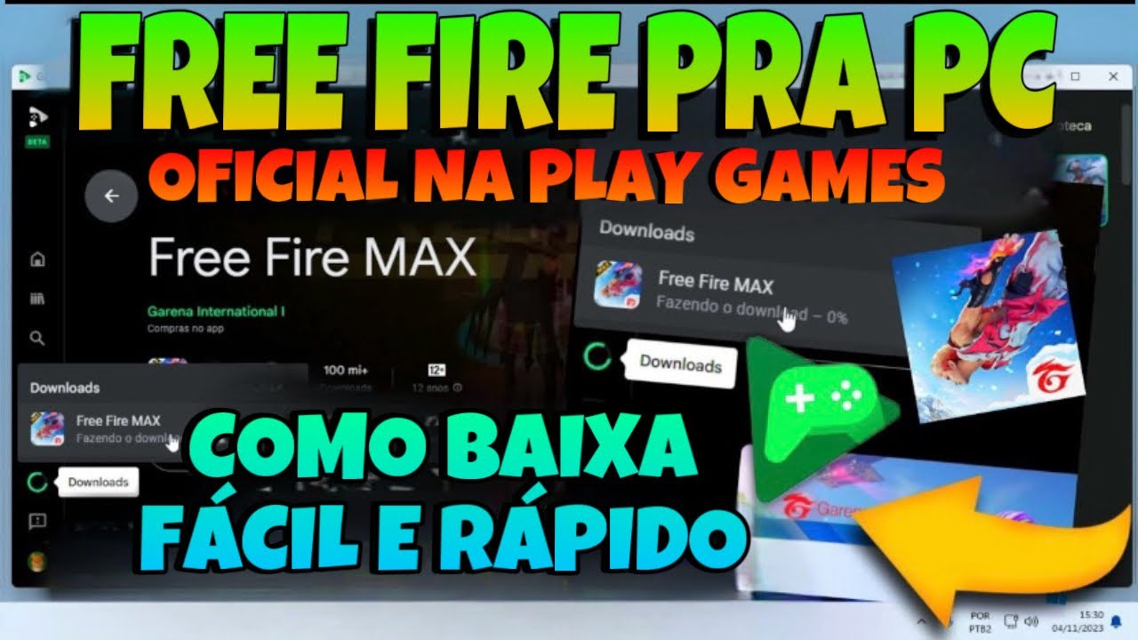 COMO BAIXAR NOVO FREE FIRE DE PC MUITO FÁCIL E RÁPIDO,FREE FIRE PLAY GAMES,NOVO FREE FIRE DE PC