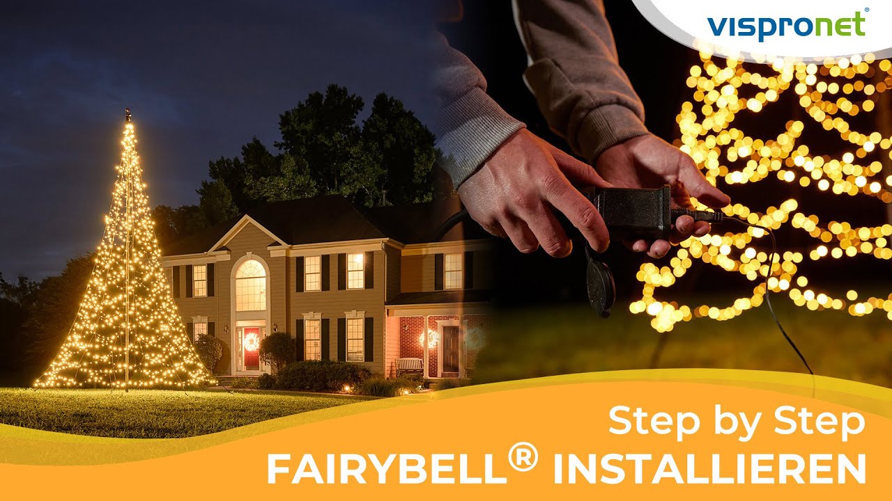 LED-Weihnachtsbaum Fairybell® am Fahnenmast installieren