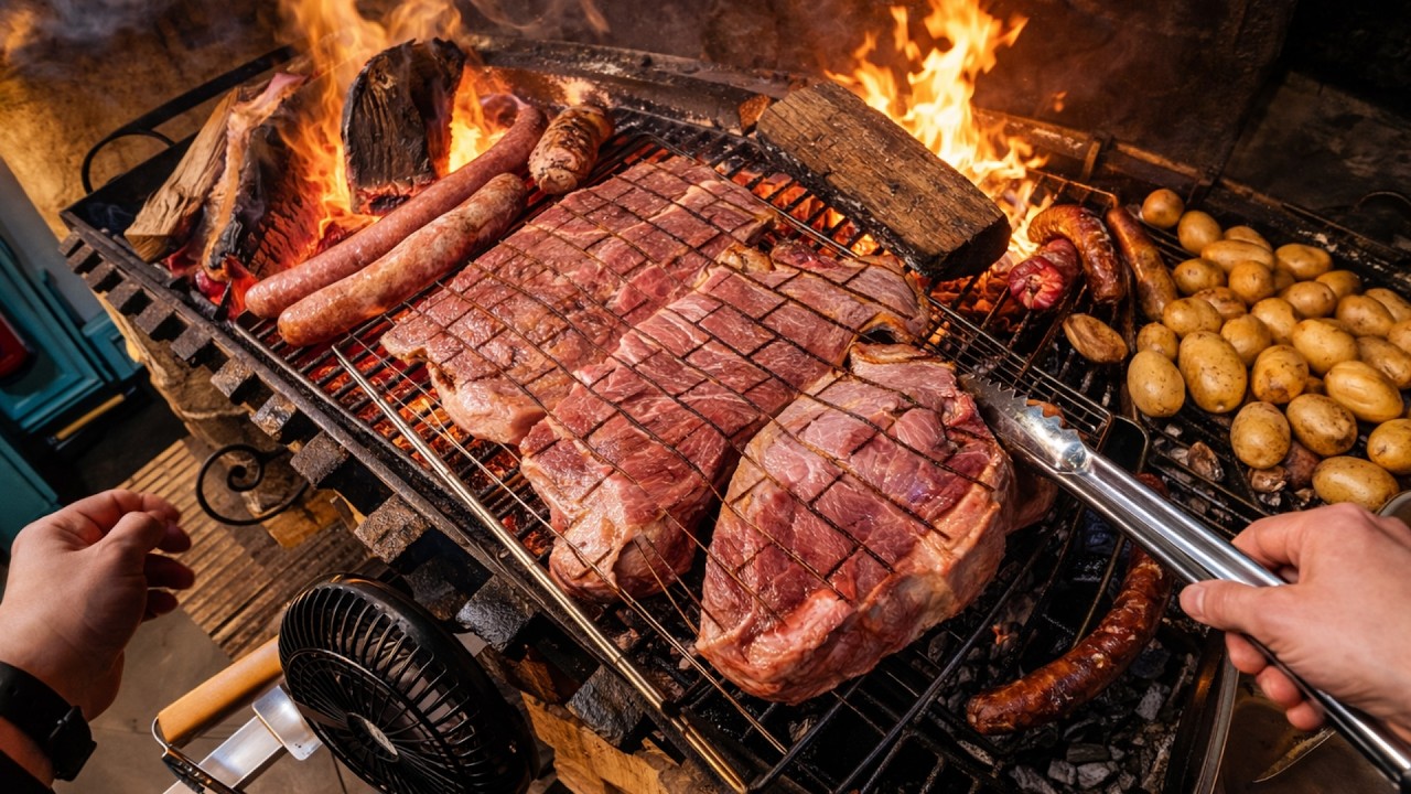 POV: Cooking Steak Over Wood Fire in a Small French Restaurant 🇫🇷🔥
