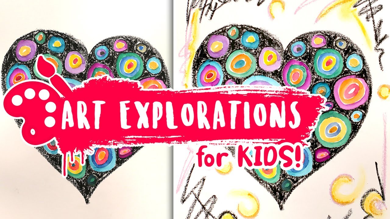 Kids Art Lesson Kandinsky Valentine's Day Heart ❤️️💜💚Video Lesson 04 Spring Semester